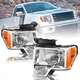 For 2009-2014 Ford F-150 F150 Pickup Chrome Headlights Headlamps Left+Right