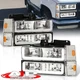 Chrome Amber LED Head Lights + Corner Bumper For 1988-1993 Chevy C10 C/K Pickup