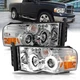 Chrome Fit 2002-2005 Dodge RAM Dual Halo Projector Headlights LED Bar