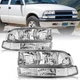  For 1998-2004 Chevy S10 Pickup Blazer Bumper Lamps Pair Chrome/Clear Headlights