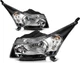 Fits Chevy Cruze 4-Door Sedan 2011-2015 Black Housing Headlights Assembly Pair