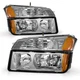 Pair Chrome Headlights  + Bumper Lamps For 2002-2006 Chevy Avalanche 1500 2500