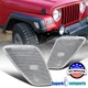 Fits 1997-2006 Jeep Wrangler TJ Clear Side Marker Lights Fender Signal Lamps