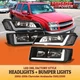 Black LED Head Light + Clear Turn Signal Lamps For 02-06 Avalanche Body Cladding