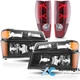 6PCS Halogen Headlight Taillight For 2004-2012 Chevy Colorado GMC Canyon Black 6PCS Halogen Headlight Taillight For 2004-2012 Chevy Colorado GMC Canyon Black