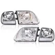 Clear Chrome Headlights & Corner Lights Fit For 1997-2003 Ford F150 Expedition