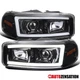 Fit 2000-2006 GMC Sierra 1500 Yukon Slick Black Projector Headlights LED Tube