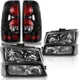 Headlights + Tail Brake Lights Set For 2003-2006 Chevy Silverado 1500 2500 3500
