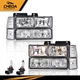 Pair Fit For 1994-1998 GMC C10 C/K Sierra Suburban Clear Lens Chrome Headlights