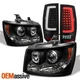 For 07-14 Chevy Tahoe Suburban Dual Halo Projector Black Headlamp+ Tube TailLamp