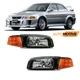 For 97-02 Mitsubishi Lancer Mirage EVO 4 Black JDM Headlight+Corner Left+Right