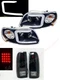 Black LED C-Bar Projector Headlights + LED Tailights for 1998-2003 Ford F-150