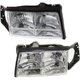 Driver and Passenger Headlight For Cadillac DeVille 97-99 Halogen with Bulbs