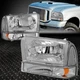 FOR 99-04 FORD F250 F350 SUPER DUTY CHROME HOUSING AMBER CORNER HEADLIGHT LAMPS