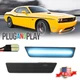 2X Front Bumper Ice Blue LED Side Marker Lights For 2008-2014 Dodge Challenger