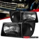 Fit 1992-2006 Ford E150 E250 E350 Econoline Black Headlights+Corner Signal Lamps