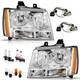 Chrome Headlights For 2007-2014 Chevy Suburban Tahoe Avalanche W/Bulbs L+R Pair