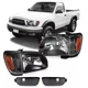 For 2001-2004 Toyota Tacoma Pair Black Headlights Assembly Lamps+ Bumper Lights