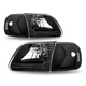 For 97-02 Expedition 1997-2003 Ford F150 Black Headlights Headlamps Pair