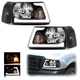For 2001-2011 Ford Ranger Pickup LED Tube Black Headlights Headlamps Left+Right