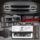 [LED DRL] For 94-98 Chevy C10 C/K 1500 2500 Headlights Bumper Corner Lamps Smoke