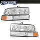 LED Tube Amber/Chrome Headlights Assembly Fit For 1998-2004 Chevy S10/Blazer