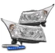 FOR 11-15 CHEVY CRUZE/16 LIMITED CHROME REPLACEMENT HEADLIGHT LAMP +BLUE LED DRL