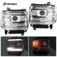 Chrome LED DRL Headlights Projector Lamp For 2014-2018 GMC Sierra 1500 2500 3500
