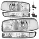 Pair Headlights For 1999-2006 GMC Sierra 1500 2500 Yukon XL Headlamp, w/Bulbs