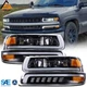 LED DRL Fit For 1999-2002 Chevy Silverado 00-06 Tahoe DOT Headlight+Bumper Lamps