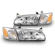 Fit 00-01 Toyota Camry Replacement Headlight Headlamp w/Corner Lamp Chrome LH+RH