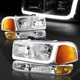 For 1999-2006 GMC Sierra 1500 2500 DRL LED Chrome Amber Headlights+Bumper 4PCS