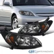 Fit 2004-2005 Honda Civic Headlights 04-05 2Dr Coupe 4Dr Black Replacement Lamps