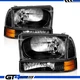99-04 F250/F350/F450/F550 SuperDuty/00-04 Ford Excursion Black Headlights w/Bulb
