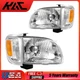 Headlight Assembly Set Fit For 2001-04 Toyota Tacoma Halogen Chrome Amber Clear