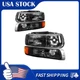 Headlight Assembly For 99-02 Chevy Silverado 1500 Halogen Chrome Amber Smoke
