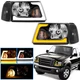Pair BLK Headlights Switchback Sequential w/LED Tube For 2001-2011 Ford Ranger