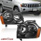 Pair Black Headlights For 2005-2007 Jeep Grand Cherokee Sport Utility Left+Right