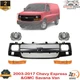 Front Grille Primed + Headlights Kit For 2003-2017 Chevy Express &GMC Savana Van