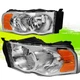 Factory Style Headlight Lamps for Dodge Ram 1500-3500 02-05 Chrome Amber Pair