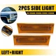 Pair Front Signal Side Marker Lights Amber Fit For 81-91 GMC Chevy Pickup Truck
