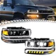 DOT LED Projector Headlights For 2001-2002 Chevy Silverado 1500HD 2500HD 3500