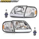 Fit for F-150 Expedition 97-04 Chrome/Clear LED DRL Headlights & Corner Lights 