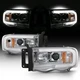 For 2002-2005 Dodge Ram Chrome LED Tube Projector Headlights Pair Set