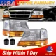 For 1998-2000 Ford Ranger Headlights w/Corner Lights Amber Signal Left+Right