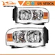 Headlights Assembly Fits 2002-2005 Dodge Ram Pickup Chrome Housing Clear Lens