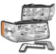 FOR 97 98 99 CADILLAC DEVILLAC CHROME HEADLIGHTS+CORNER LIGHTS W/BUMPER LED DRL