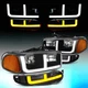 For 2001-2006 GMC Sierra Yukon Denali Switchback LED DRL Bumper Headlights Black