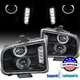 Fits 2005-2009 Ford Mustang LED DRL Projector Headlights Black+Bumper Lamp Smoke