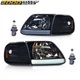 Fit for F-150 Expedition 97-04 Black/Smoked LED DRL Headlights & Corner Lights 